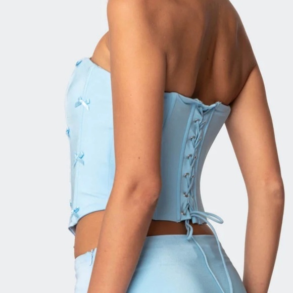 Light Blue edikted Lucinda bow detail corset size large - Picture 2 of 11